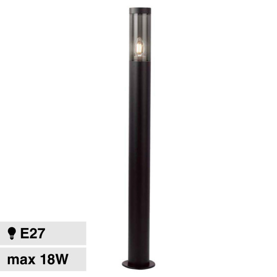 V-Tac VT-1185 Paletto Portalampada E27 Cilindrico 1m Colore Nero IP44 V-Tac VT-1185 Paletto Portalampada E27 Cilindrico 1m Colore Nero IP44