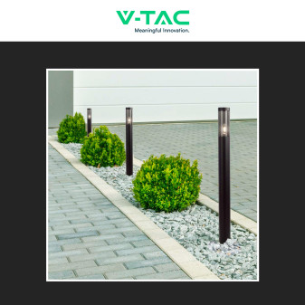 V-Tac VT-1185 Paletto Portalampada E27 Cilindrico 1m Colore Nero IP44