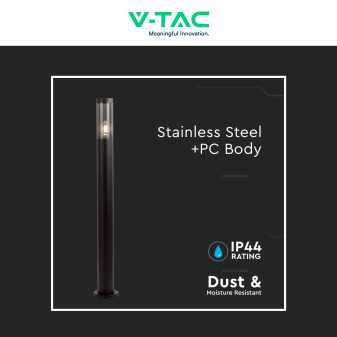V-Tac VT-1185 Paletto Portalampada E27 Cilindrico 1m Colore Nero IP44