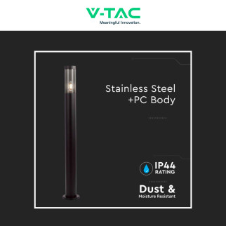 V-Tac VT-1185 Paletto Portalampada E27 Cilindrico 1m Colore Nero IP44