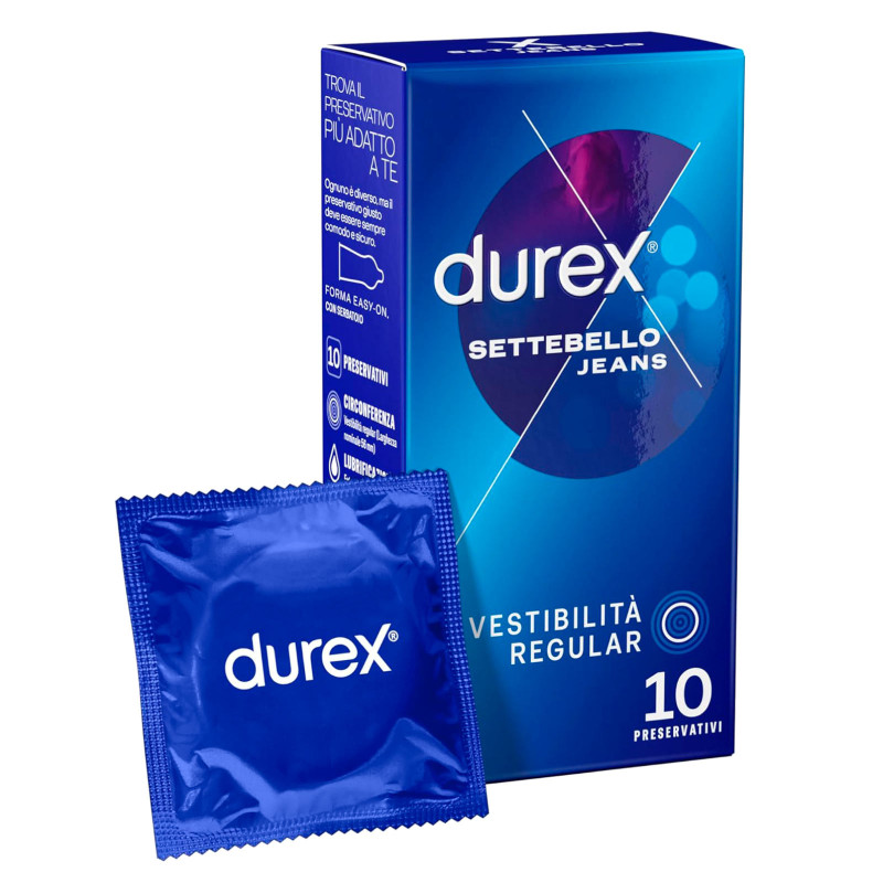 Preservativi Durex Settebello Jeans Forma Easy-On 10 Profilattici Preservativi Durex Settebello Jeans Forma Easy-On 10 Profilattici