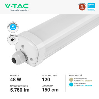 VT-1574S Tubo LED Plafoniera Linkabile 48W Lampadina SMD Chip Samsung