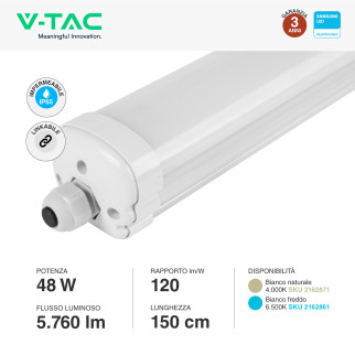 VT-1574S Tubo LED Plafoniera Linkabile 48W Lampadina SMD Chip Samsung