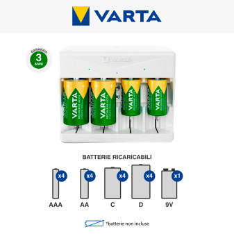 Varta Universal Charger Caricabatterie con USB AAA/AA/C/D/9V