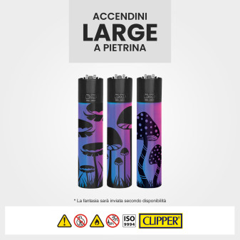 Clipper Metal Large Fantasia Icy Mushrooms - 1 Accendino