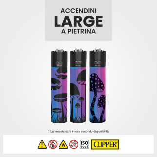 Clipper Metal Large Fantasia Icy Mushrooms - 1 Accendino