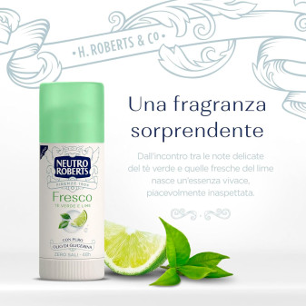 Deodorante Stick Fresco Tè Verde Lime 48h Zero Sali Neutro Roberts