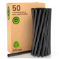 Immagine 1 - Cannucce in PLA Nere Lisce Resistenti in Bioplastica Ecologiche Compostabili 15cm x 8mm - Confezione da 50 Cannucce