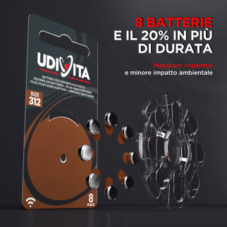 Udivita Batterie Protesi Acustiche Misura 312 Blister da 8