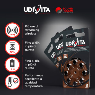 Udivita Batterie Protesi Acustiche Misura 312 Blister da 8