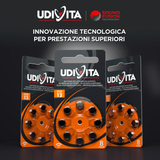 Udivita Misura 13 80 Batterie per Apparecchi Acustici Blister 8 pile