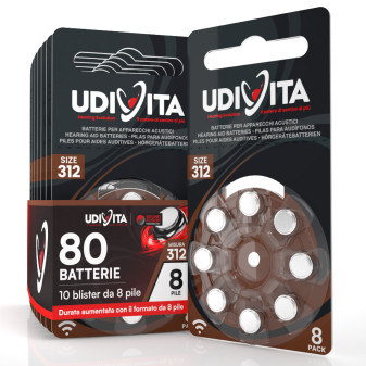 Udivita Misura 312 80 Batterie per Apparecchi Acustici Blister 8 pile