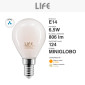 Immagine 4 - Life Lampadina LED E14 6,5W MiniGlobo P45 Filament in Vetro Milky - mod. 39.920258CM27 / 39.920258NM40