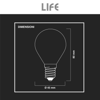 Life Lampadina LED E14 6,5W Minisfera P45 Filament Vetro Milky