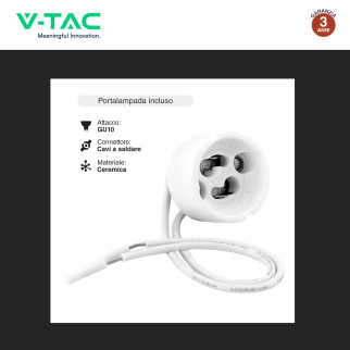 VT-1131 Portafaretto Rotondo da Soffitto per GU10 Bianco V-Tac
