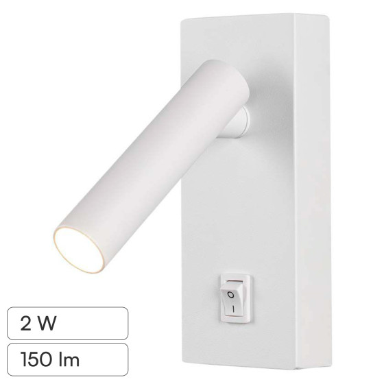 VT-402 Lampada LED Muro 2W SMD Applique da Lettura Bianca IP20 V-Tac VT-402 Lampada LED Muro 2W SMD Applique da Lettura Bianca IP20 V-Tac