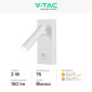 Immagine 4 - V-Tac VT-402 Lampada LED da Muro 2W SMD Applique da Lettura Orientabile con Interruttore Colore Bianco - SKU 10288 / 10289