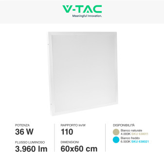 VT-6139 6 Pannelli LED Quadrati 60x60 36W SMD Driver V-Tac