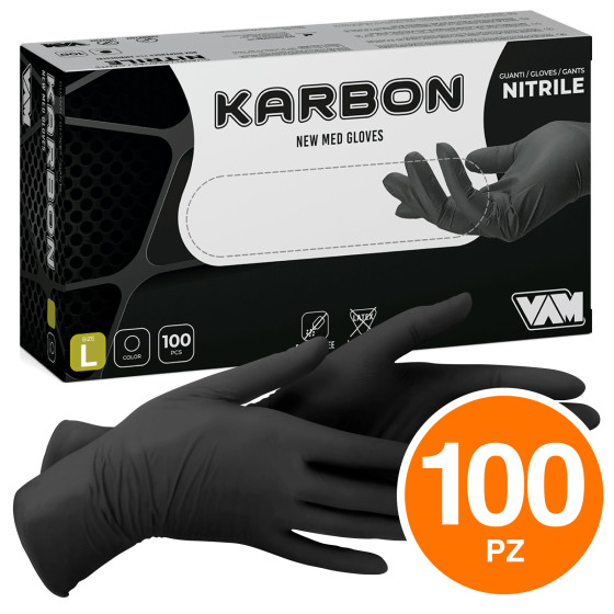 New Med Gloves Karbon Guanti Monouso Neri Nitrile 100 pezzi New Med Gloves Karbon Guanti Monouso Neri Nitrile 100 pezzi