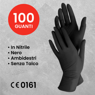 New Med Gloves Karbon Guanti Monouso Neri Nitrile 100 pezzi
