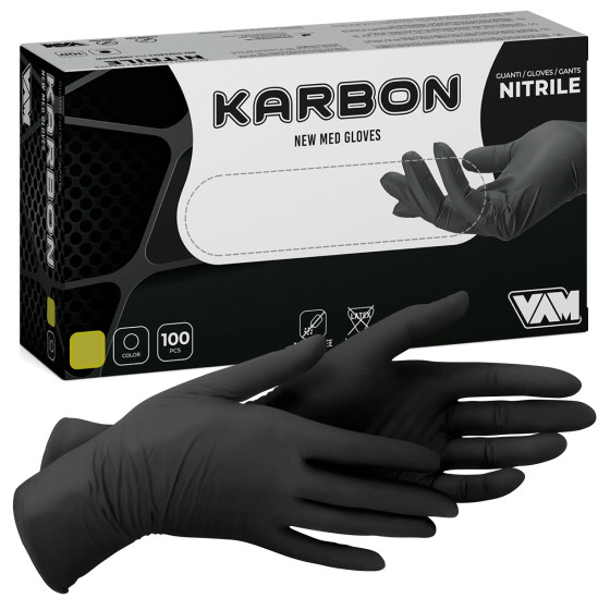 New Med Gloves Karbon Guanti Monouso Neri Nitrile 100 pezzi New Med Gloves Karbon Guanti Monouso Neri Nitrile 100 pezzi