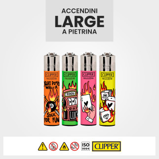 Clipper Large Accendino A Pietrina Games on Fire 4 Accendini