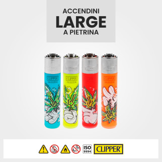 Clipper Large Accendino a Pietrina Cartoon Leaves 48 Accendini