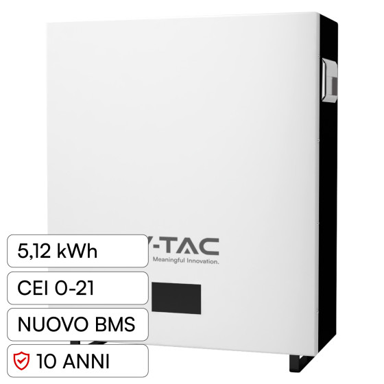 VT-5139 Accumulatore 5,12kWh Impianti Fotovoltaici CEI 0-21 V-Tac VT-5139 Accumulatore 5,12kWh Impianti Fotovoltaici CEI 0-21 V-Tac