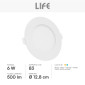 Immagine 2 - Life Mini Pannello LED Rotondo 6W 500lm Ø128mm Da Incasso Changing Color CCT 3in1 Bianco Opaco con Driver - mod. 39.9TSS1406CFN