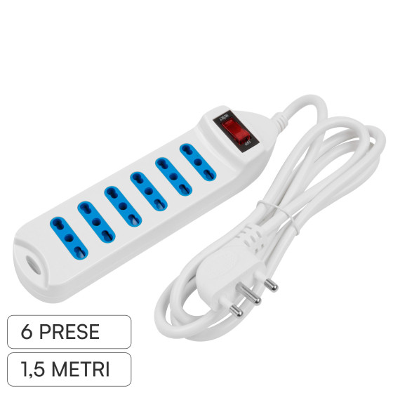 Life Multipresa 6 Prese Bipasso 10/16A 2P+T e Spina 16A 2P+T 90° Life Multipresa 6 Prese Bipasso 10/16A 2P+T e Spina 16A 2P+T 90°