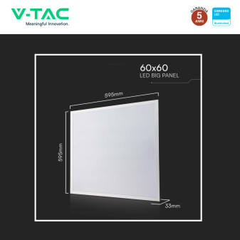 VT-61036 Pannello LED Samsung SMD Quadrato 60x60 36W Incasso Driver