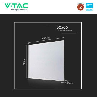 VT-61036 Pannello LED Samsung SMD Quadrato 60x60 36W Incasso Driver