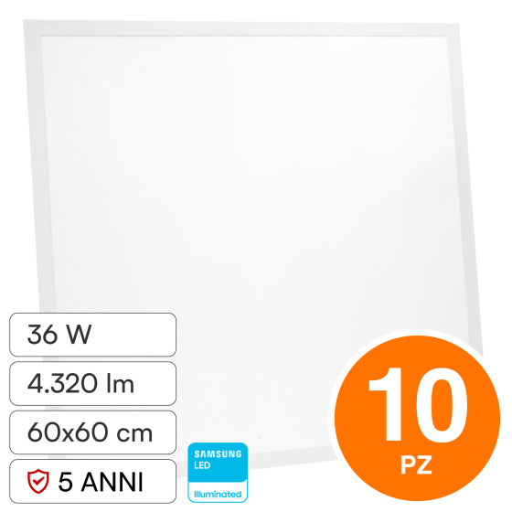 VT-61036 10 Pannelli LED Samsung SMD Quadrati 60x60 36W Incasso VT-61036 10 Pannelli LED Samsung SMD Quadrati 60x60 36W Incasso
