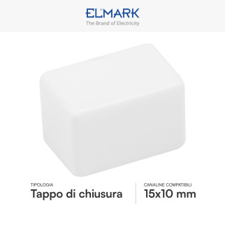 Elmark Tappo di Chiusura Canaline Passacavi 15x10mm in Plastica Bianca