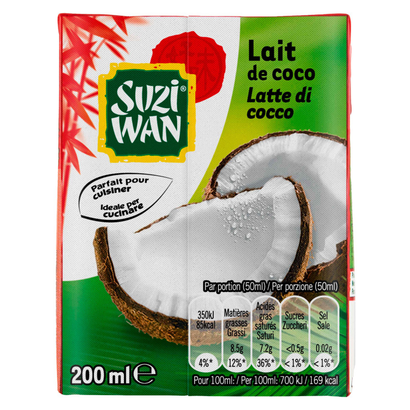 Latte di Cocco da 200ml Ideale in Cucina Suzi Wan