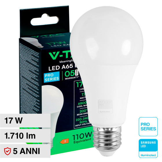 Lampadina LED E27 17W Goccia A65 SMD Chip Samsung V-Tac Pro Lampadina LED E27 17W Goccia A65 SMD Chip Samsung V-Tac Pro