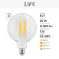 Immagine 5 - Life Lampadina LED E27 18W Globo G125 Filament in Vetro Trasparente - mod. 39.920387C27 / 39.920387C30 / 39.920387N40