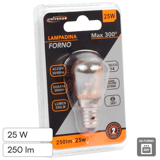 Universo Lampadina da Forno E14 25W Tubolare Incandescenza Universo Lampadina da Forno E14 25W Tubolare Incandescenza