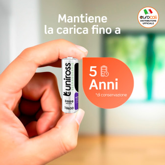 Uniross 3000 Series Pila Ricaricabile 18650 Ioni di Litio