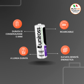Uniross 3000 Series Pila Ricaricabile 18650 Ioni di Litio