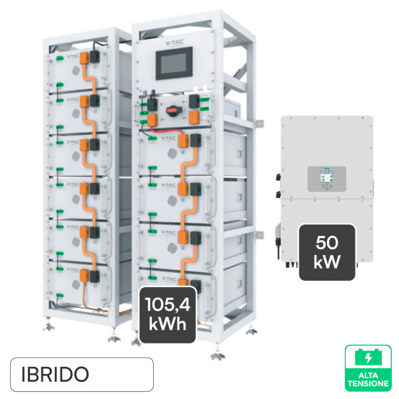 V-Tac Kit 10 Batterie BMS Stack LiFePO4 105kWh + Inverter Deye 50kW SKU 12298 V-Tac Kit 10 Batterie BMS Stack LiFePO4 105kWh + Inverter Deye 50kW SKU 12298