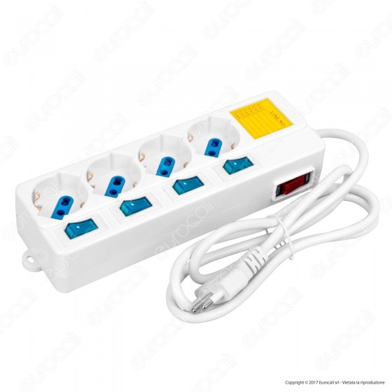 Life Multipresa 4 Posti Colore Bianco con Interruttori Singoli e Life Multipresa 4 Posti Colore Bianco con Interruttori Singoli e