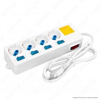 Life Multipresa 4 Posti Colore Bianco con Interruttori Singoli e
