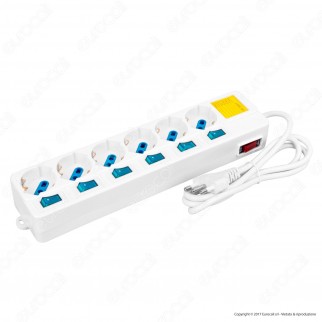 Life Multipresa 6 Posti Colore Bianco con Interruttori Singoli e