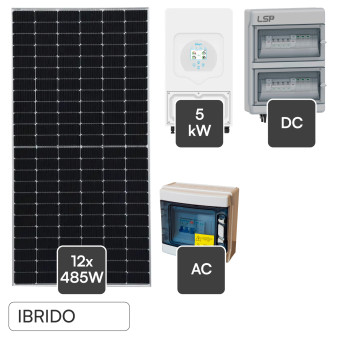 Set 12 Pannelli Solari 485W + Inverter 5kW + Accessori V-Tac