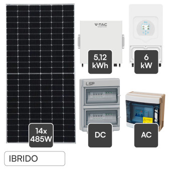 14 Pannelli Solari 485W + Inverter 6kW + Batteria V-Tac