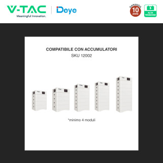 V-Tac Inverter Trifase Ibrido On-Grid / Off-Grid 10kW IP65 CEI 0-21