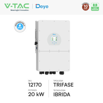 V-Tac Inverter Trifase Ibrido On-Grid / Off-Grid 20kW IP65 CEI 0-21
