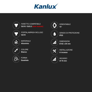 Kanlux DALLA DTL-W Portafaretto Orientabile con Portalampada
