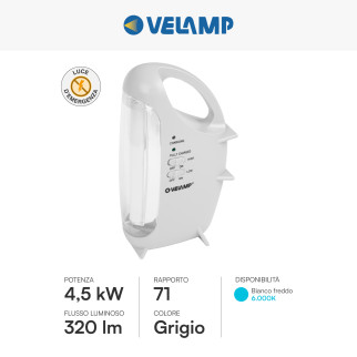 Velamp Lampada LED Anti Black-Out 4,5W Portatile Ricaricabile